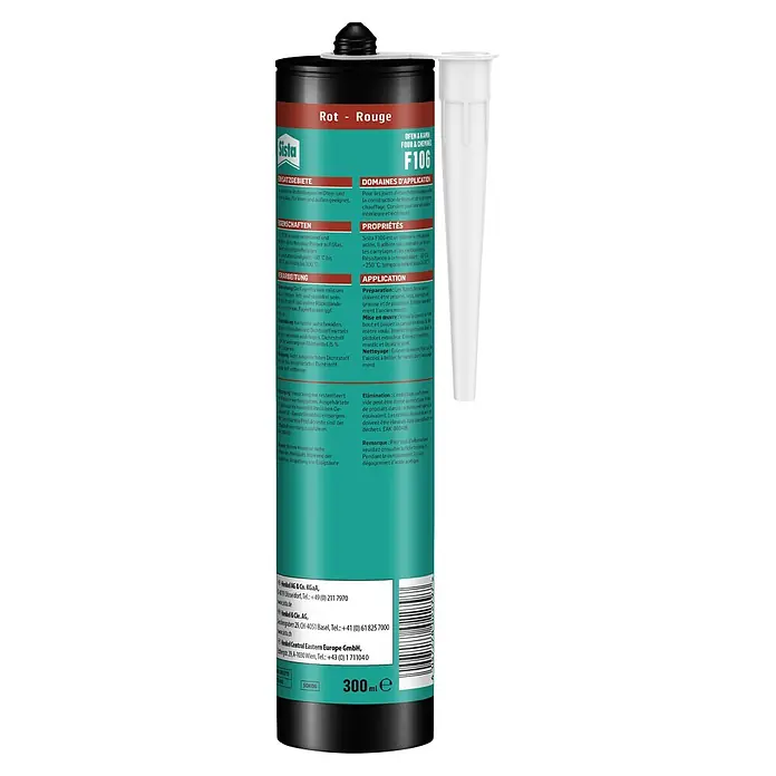 Sista Ofen- & Kamin-Silikon F106 - 300 ml, Rot - Tube Sista F106 Ofen- und Kamindichtstoff in Rot. Ideal für die Abdichtung von Öfen und Kaminen, hitzebeständig bis 250°C.