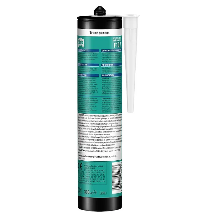 Sista Fenster-Silikon F107 - Transparent, 300 ml - Sista F107 Fenster- & Glasdichtstoff, transparent, 300ml. Ideal für Abdichtungen im Innen- und Außenbereich.