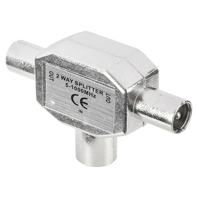 Q-Link Coax kabelverbinder Splitter 1x female 2x male (Coax-aansluiting, Metaal) | BAUHAUS