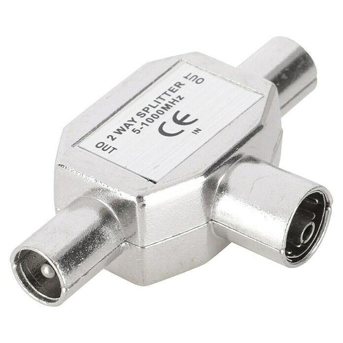 Q-Link Coax kabelverbinder Splitter 1x female 2x male (Coax-aansluiting, Metaal) | BAUHAUS