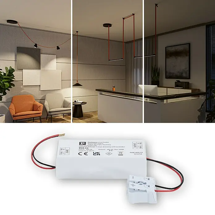 Paulmann ULine Dimmer - Weiß, 200 W - Das Bild zeigt eine Paulmann Licht GmbH LED-Steuerung, ein elektronisches Bauteil für die Installation von LED-Beleuchtungssystemen.
