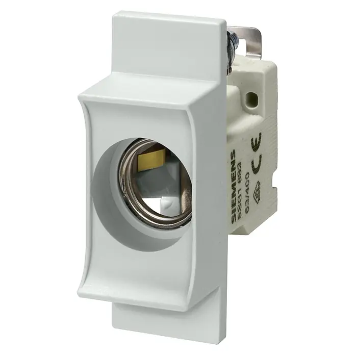 Siemens Neozed-Sockel Sentron 5SG1553 - 16 A, 400 V, Polanzahl: 1 Stk., Größe: D01 - Nahaufnahme eines Siemens 5SG1 693 Sicherungshalters, der für eine sichere elektrische Verbindung in Geräten sorgt.