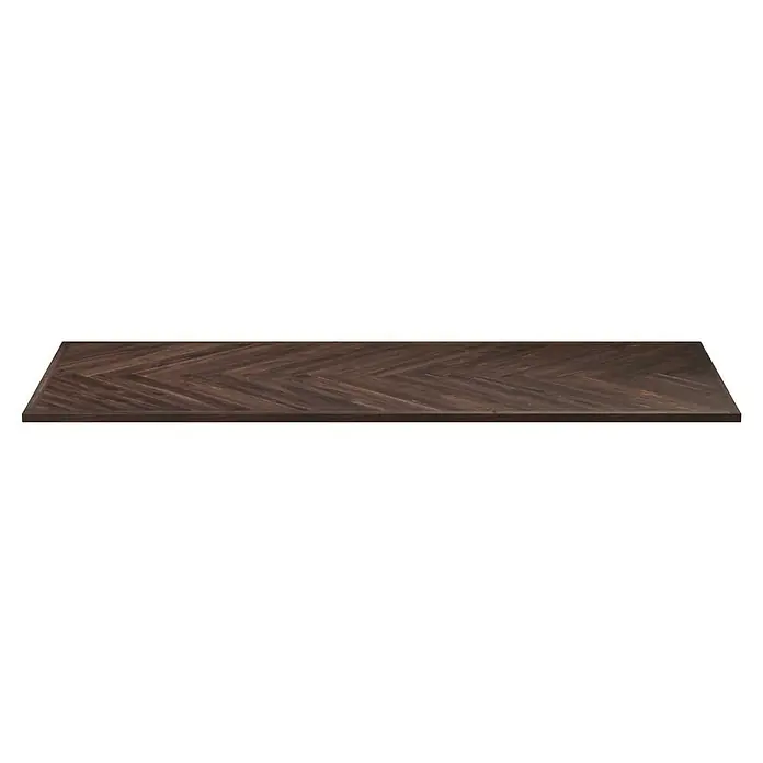 Arbeitsplatte Fischgrät - Akazie, L x B x S: 200 x 80 x 2,6 cm, Dunkelbraun - Diese Aufnahme zeigt eine hölzerne Tischplatte mit Fischgrätenmuster, die eine elegante und robuste Oberfläche für verschiedene Zwecke bietet.