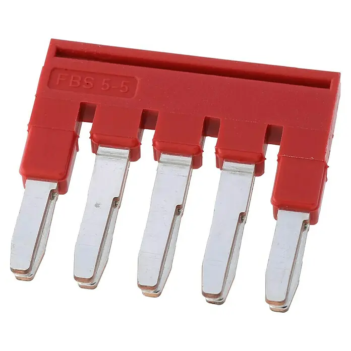 Phoenix Contact PE-Steckbrücke FBS 5-5 3030190 - Rot - Rote FBS 5-5 Brücke für Reihenklemmen mit fünf Anschlüssen zur einfachen Verbindung mehrerer Klemmen.