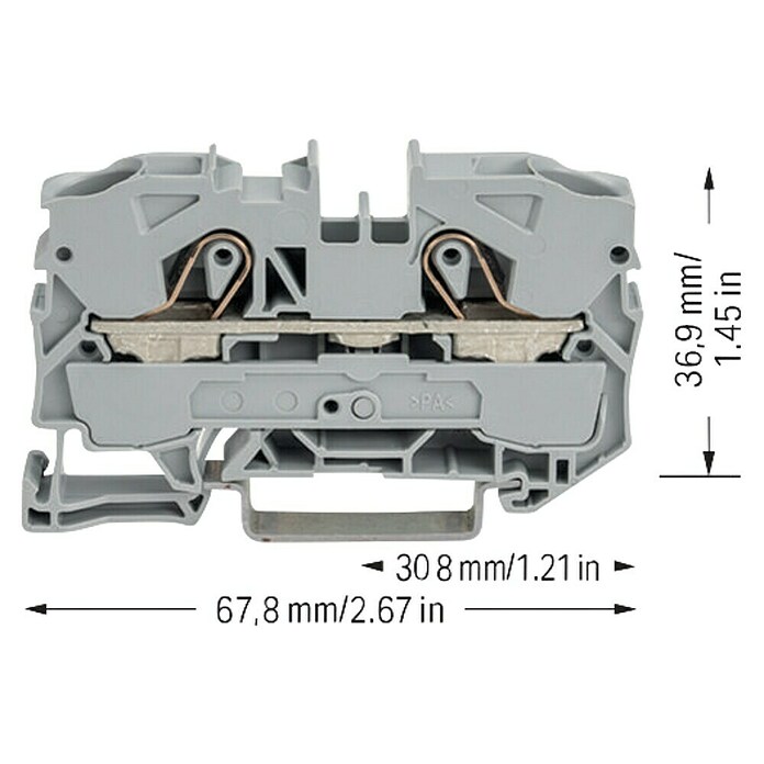 Wago Durchgangsklemme (Querschnitt: 0,5 mm² - 16 mm², L x B x H: 10 x 67,8 x 43,5 mm, Grau) | BAUHAUS