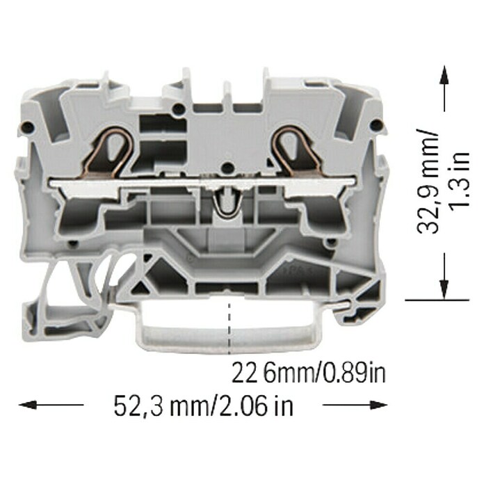 Wago Durchgangsklemme (Querschnitt: 0,5 mm² - 6 mm², L x B x H: 6,2 x 52,3 x 39,5 mm, Grau) | BAUHAUS