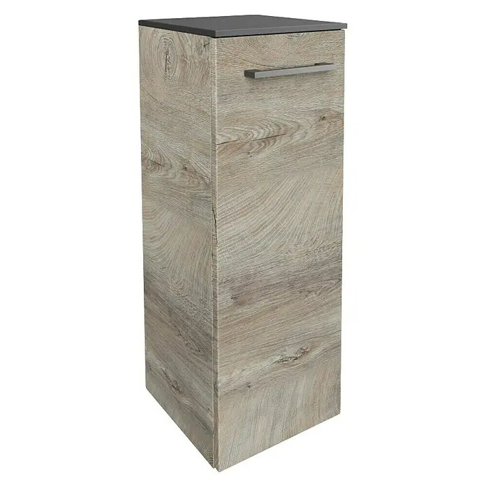 Fackelmann Oxford Hängeschrank - Nature Oak Holzoptik, B x T x H: 302 x 320 x 822 mm - Hoher Badschrank in Holzoptik mit einer Schublade und einem grauen Oberteil, ideal zur Aufbewahrung im Badezimmer.