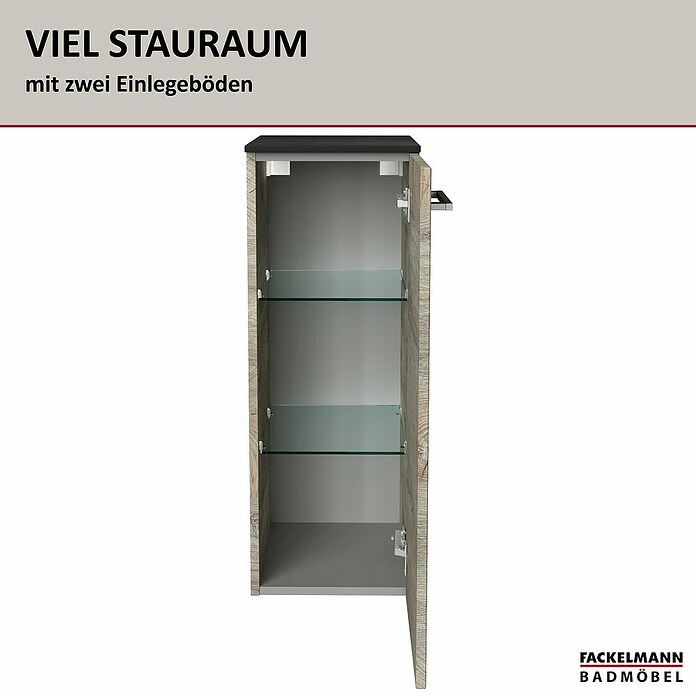 Fackelmann Oxford Hängeschrank midi (Nature Oak Holzoptik, B x T x H: 302 x 320 x 822 mm) | BAUHAUS