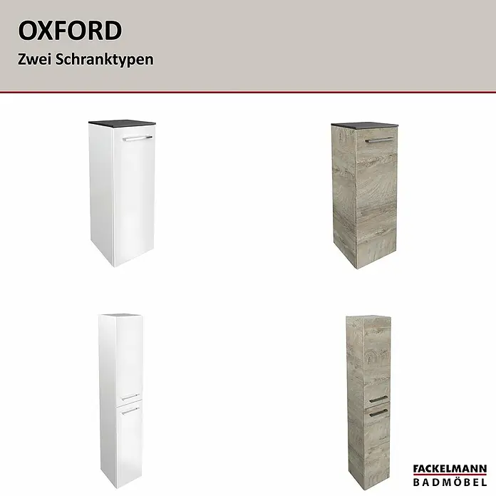 Fackelmann Oxford Hängeschrank - Nature Oak Holzoptik, B x T x H: 302 x 320 x 822 mm - Badezimmermöbel Oxford: Zwei Schranktypen in Weiß und Holzoptik mit modernem Design für stilvolle Badezimmer.