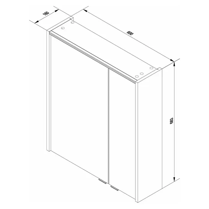 Fackelmann Denver Spiegelschrank - B x H: 600 x 683 mm, Eiche Natur - Produktansicht eines Badezimmerschranks in heller Farbe mit den Maßen 600 x 683 x 160 mm für das Badezimmer.