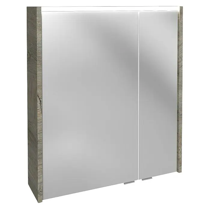 Fackelmann Denver Spiegelschrank - B x H: 600 x 683 mm, Eiche Natur - Ein moderner Spiegelschrank mit Holzrahmen. Ideal für Badezimmer, bietet er Stauraum und stilvolles Design. Die glatten Oberflächen erleichtern die Pflege.