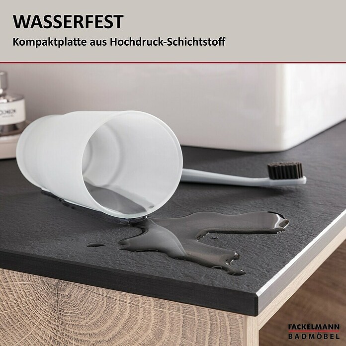 Fackelmann Oxford Waschtischplatte (Schwarz, B x T x S: 606 x 492 x 12 mm) | BAUHAUS