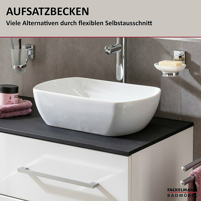 Fackelmann Oxford Waschtischplatte (Schwarz, B x T x S: 606 x 492 x 12 mm) | BAUHAUS