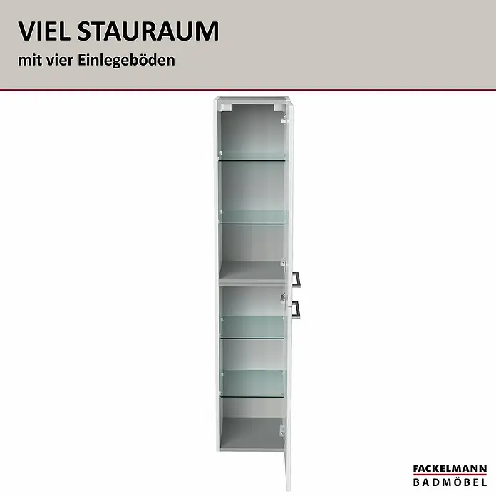 Fackelmann Oxford Hochschrank - Weiß, B x T x H: 300 x 318 x 1.620 mm - Badezimmerschrank mit viel Stauraum. Der Fackelmann Badmöbel Schrank mit vier Einlegeböden bietet optimalen Platz für Badutensilien.