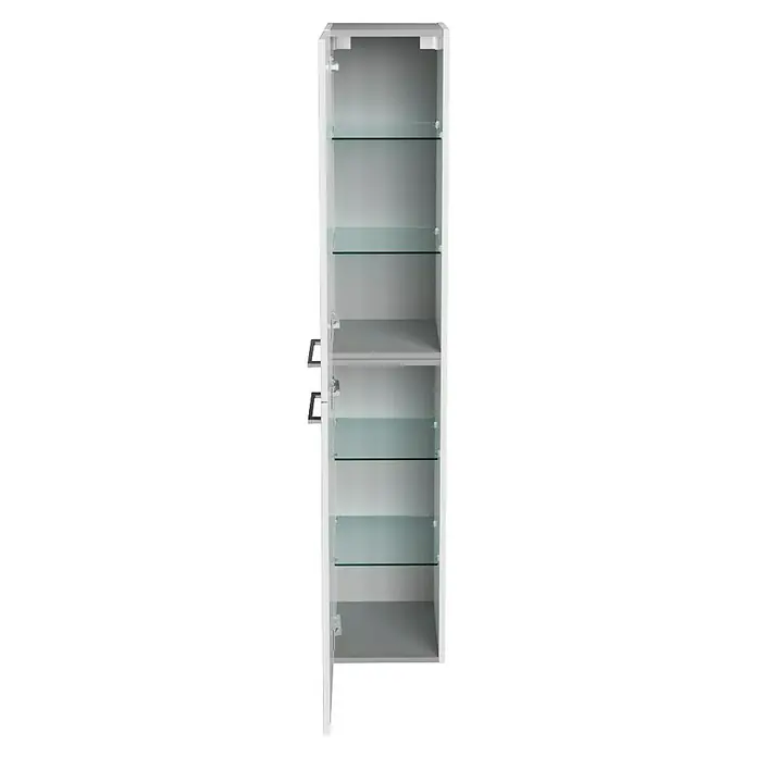 Fackelmann Oxford Hochschrank - Weiß, B x T x H: 300 x 318 x 1.620 mm - Offener, weißer Badezimmerschrank mit Glasböden. Der Badschrank bietet viel Stauraum für Badutensilien und Handtücher.