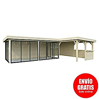 Palmako Caseta de jardín Lenna Set 421 Slide (Medidas ext. (An x Pr): 916 x 628 cm, Madera, Natural)