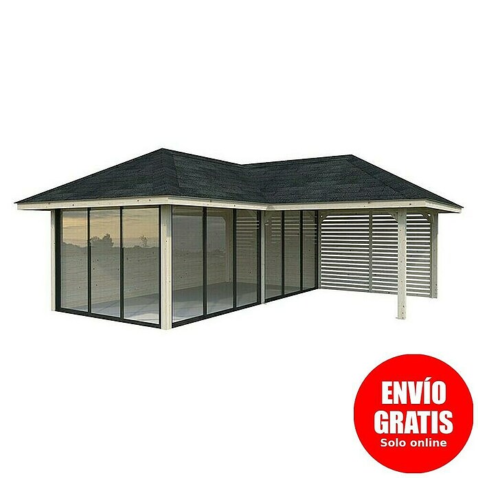 Palmako Caseta de jardín Bianca Set 214 Slide (Medidas ext. (An x Pr): 672 x 672 cm, Madera, Natural) | BAUHAUS