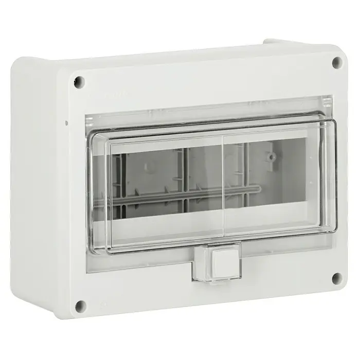 F-tronic Aufputz-Verteiler Feuchtraum - Anzahl Reihen: 1 Stk., 23 x 9 cm, Grau - Weiße Aufputz-Elektroverteilung mit transparenter Tür zur einfachen Überprüfung und Wartung. Robuste Bauweise für den Innenbereich.