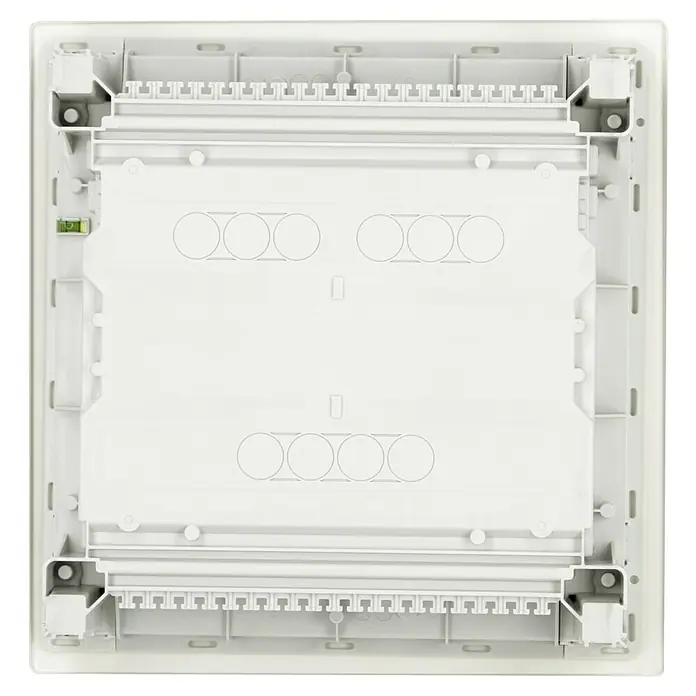 Hager Unterputz-Verteiler Volta VU12NC - Anzahl Reihen: 1 Stk., 34,8 x 35,6 cm, Weiß - Weiße rechteckige Unterputzdose für Elektroinstallationen mit vorgeprägten Öffnungen für Kabel und Rohre.