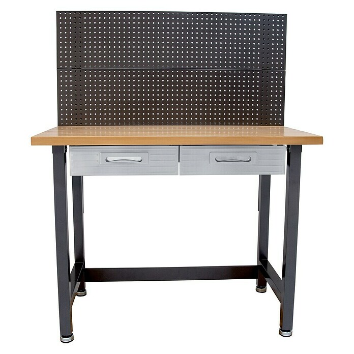 Werkbank (L x B x H: 62 x 122 x 156 cm, 2 Schubladen)