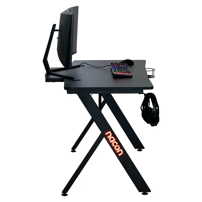 Nacon Mesa de escritorio PCGD-RGB - L x An x Al: 60 x 120 x 75 cm, Iluminación LED, Para Gamers - Escritorio gaming de Nacon con monitor, teclado y auriculares, perfecto para una experiencia inmersiva.