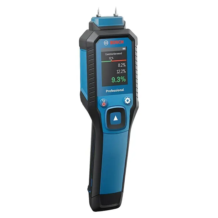Bosch Feuchtigkeitsmessgerät GMP 1-13 - Messgenauigkeit: Umgebungstemperatur typisch: +/- 1 °C, Mit Batterien - Bosch UniversalDetect Feuchtigkeitsdetektor, zur genauen Messung des Feuchtigkeitsgehalts in Holz und anderen Baumaterialien. Kompaktes Design für einfache Handhabung.