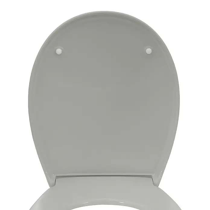 Calmwaters WC-Sitz Original - Duroplast, Grau, Mit Absenkautomatik - Nahaufnahme eines weißen Toilettensitzes, der ein modernes Design und Sauberkeit für jedes Badezimmer verspricht.