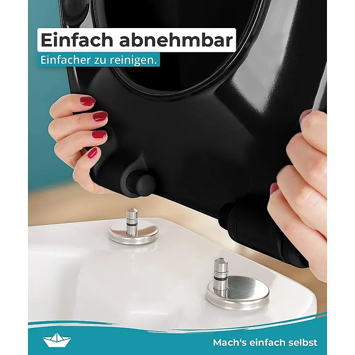 Calmwaters WC-Sitz Original - Duroplast, Schwarz, Mit Absenkautomatik - Abnehmbarer Toilettensitz zur einfachen Reinigung. Mach's einfach selbst mit diesem benutzerfreundlichen Design.