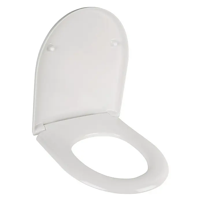 Calmwaters WC-Sitz Renova Nr. 1 - Duroplast, Weiß, Mit Absenkautomatik - Weiße WC-Brille mit ovaler Öffnung, leicht geöffnet, für eine einfache Installation und Reinigung im Badezimmer.
