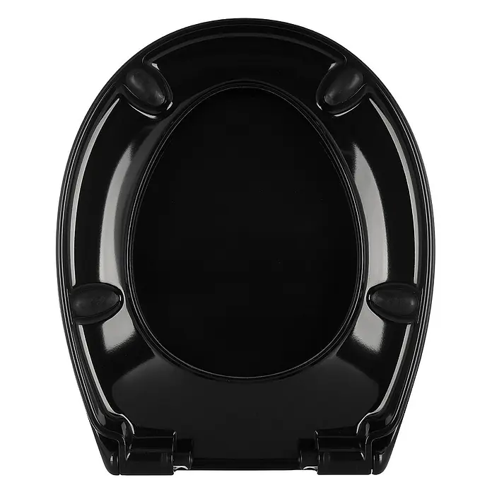 Calmwaters WC-Sitz Original - Duroplast, Schwarz, Mit Absenkautomatik - Schwarzer Toilettensitz mit glänzender Oberfläche für Komfort und Hygiene im Badezimmer.