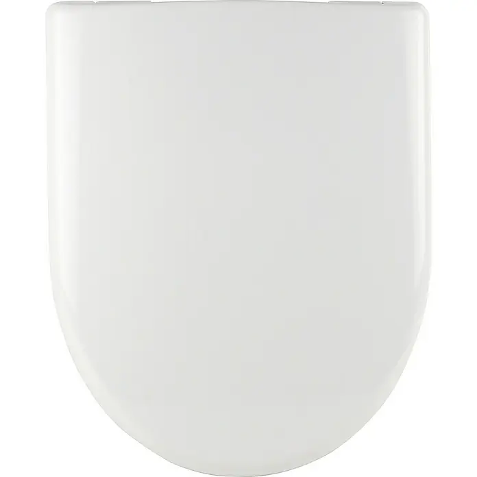 Calmwaters WC-Sitz Renova Nr. 1 - Duroplast, Weiß, Mit Absenkautomatik - Nahaufnahme eines weißen Toilettensitzes mit einer glatten, glänzenden Oberfläche und abgerundeten Kanten.