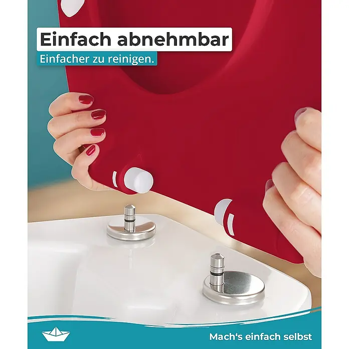 Calmwaters WC-Sitz Original - Duroplast, Rot, Mit Absenkautomatik - Der rote WC-Sitz ist leicht abnehmbar und einfach zu reinigen, was die Hygiene im Badezimmer verbessert.