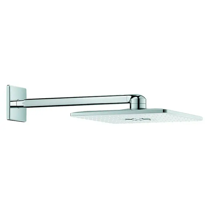 Grohe Rainshower SmartActive Kopfbrausen-Set 310 Cube31 x 31 cm, 25 l/min, Wandmontage, Moonwhite/Chrom - Moderne Chrom-Kopfbrause. Das eckige Design und die glänzende Oberfläche machen sie zu einem Blickfang in jedem Badezimmer.