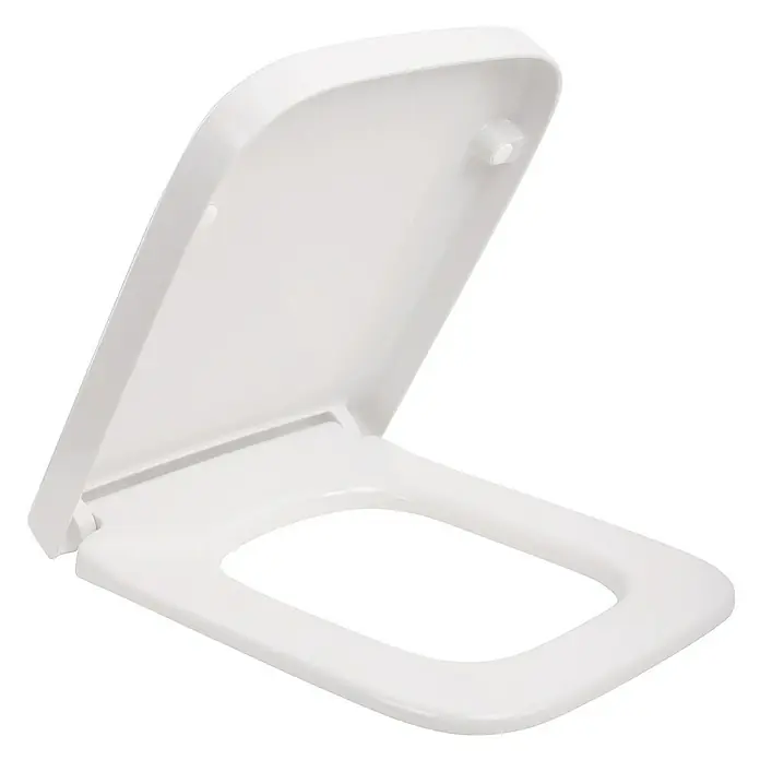 Calmwaters WC-Sitz Renova Nr. 1 Plan - Duroplast, Weiß, Mit Absenkautomatik - Weiße quadratische Toilettenbrille mit offenem Deckel, ideal für moderne Badezimmer.