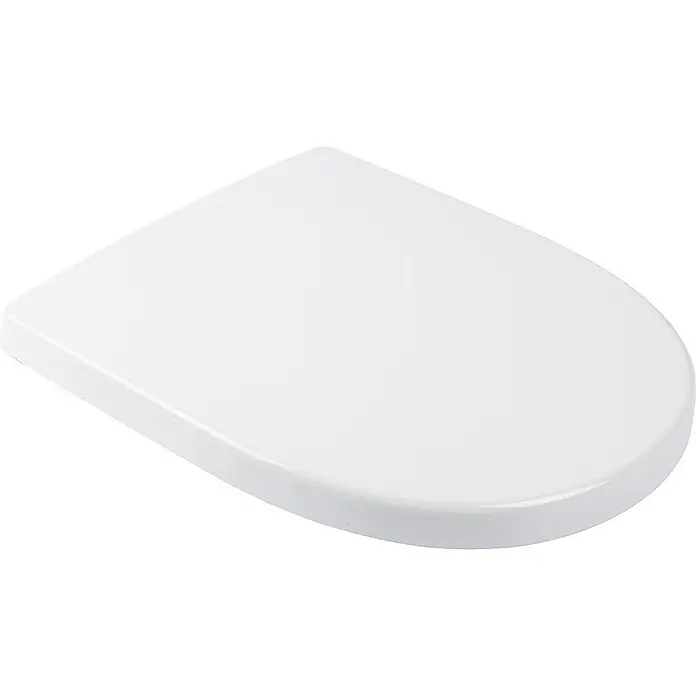 Calmwaters WC-Sitz Icon - Duroplast, Weiß, Mit Absenkautomatik - Das Bild zeigt einen weißen Toilettensitz mit einer leicht abgerundeten, rechteckigen Form, der für moderne Badezimmer entworfen wurde.