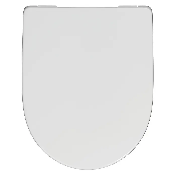 Calmwaters WC-Sitz Icon - Duroplast, Weiß, Mit Absenkautomatik - Blick von oben auf einen weißen Toilettensitz mit abgerundeter Vorderseite und geraden Kanten auf der Rückseite.