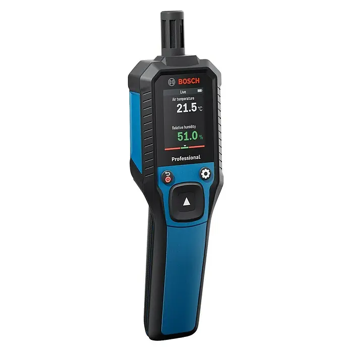 Bosch Thermo-Hygrometer GDH 1-17 - Mit Batterien - Das Bosch Thermo-Hygrometer zur präzisen Messung von Lufttemperatur und relativer Luftfeuchtigkeit. Ideal für Profis, die genaue Klimadaten benötigen.