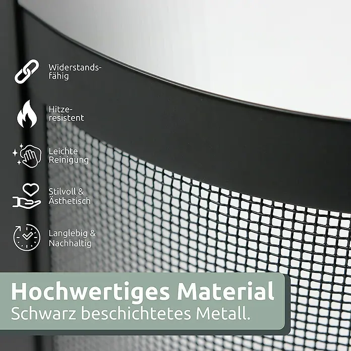 holz4home Kaminholzregal -  - Detailansicht eines schwarzen, beschichteten Metallprodukts, das widerstandsfähig, hitzebeständig, leicht zu reinigen, stilvoll, ästhetisch, langlebig und nachhaltig ist.