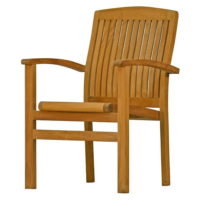 Kai Wiechmann Gartensessel - Teakholz, Stapelbar, Naturbelassen, B x T x H: 63 x 65 x 94 cm - Holzstuhl mit Armlehnen für den Außenbereich. Der Stuhl ist aus robustem Holz gefertigt und bietet bequemen Sitzkomfort.