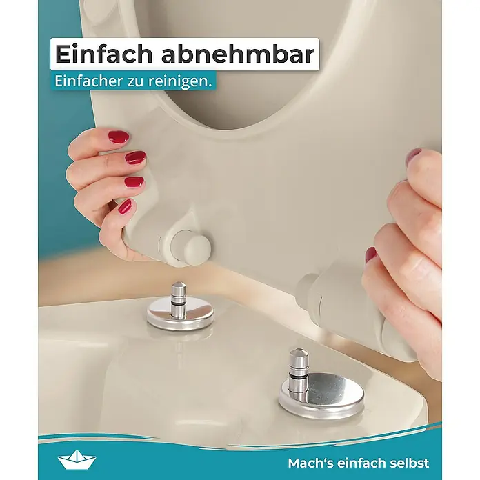 Calmwaters WC-Sitz Original - Duroplast, Beige, Mit Absenkautomatik - Abnehmbarer WC-Sitz für eine einfache Reinigung. Die einfache Abnahme erleichtert die Hygiene.