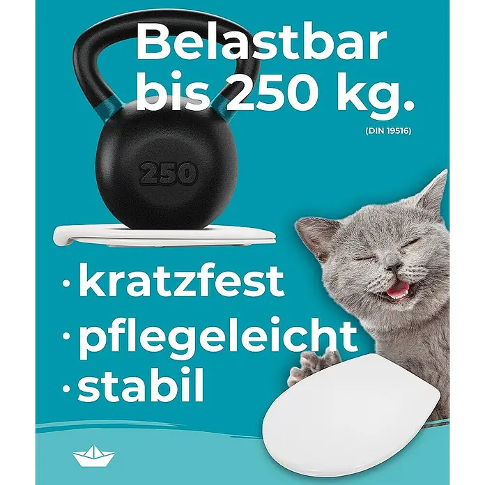 Calmwaters WC-Sitz Rezyklat - Kunststoff, Weiß, Mit Absenkautomatik - Die Toilettensitzerhöhung ist belastbar bis 250 kg, kratzfest, pflegeleicht und stabil.