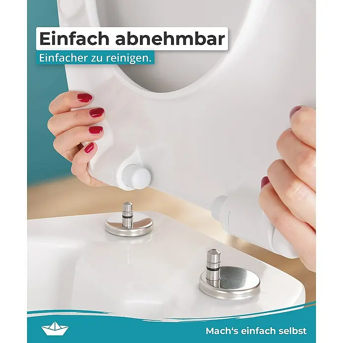 Calmwaters WC-Sitz Original - Duroplast, Weiß, Mit Absenkautomatik - Einfach abnehmbarer WC-Sitz für eine leichtere Reinigung. Die abnehmbare Funktion ermöglicht eine schnelle und gründliche Hygiene.