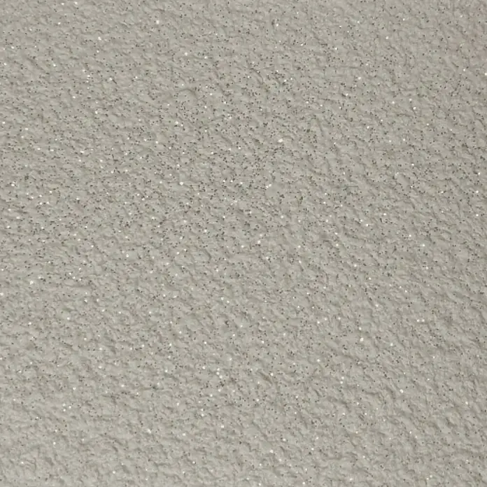 Floxxan Baumwollputz California 205 - Putz Tapete Flüssigtapete Vanille m. Silberglimmer - Vanille mit Silberglimmer, 1 kg, Lösemittelfrei - Nahaufnahme einer beigen Textur mit subtilem Glitzer, ideal für Hintergründe und Designprojekte.