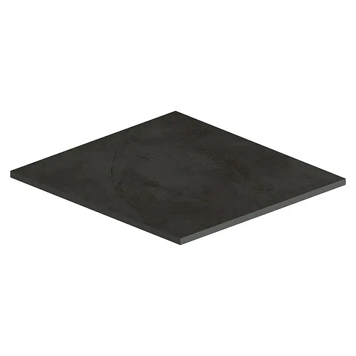 Atlas Concorde Solution Feinsteinzeugfliese Kaleidos Black - 60 x 60 cm, Schwarz, Matt - Eine einzelne dunkle Fliese mit einer leicht strukturierten Oberfläche, die für Bodenbeläge oder Wandverkleidungen verwendet werden kann.