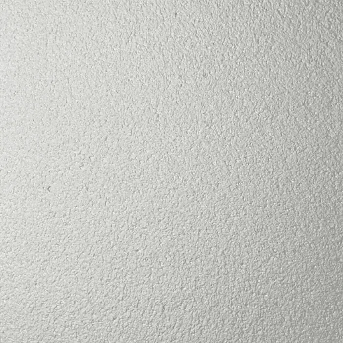 Floxxan Baumwollputz Colorado 114 - Putz Tapete Flüssigtapete Off White - Off White, 1 kg, Lösemittelfrei - Nahaufnahme einer rauen, weißen Putzoberfläche mit unregelmäßiger Textur, ideal für Hintergründe und Texturen.