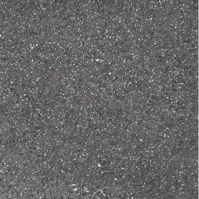 Floxxan Baumwollputz California 206 - Putz Tapete Flüssigtapete Anthrazit m. Silberglimmer - Anthrazit mit Silberglimmer, 1 kg, Lösemittelfrei - Detailaufnahme einer grauen glitzernden Textur, die eine subtile Eleganz und Tiefe für vielseitige Designanwendungen bietet.