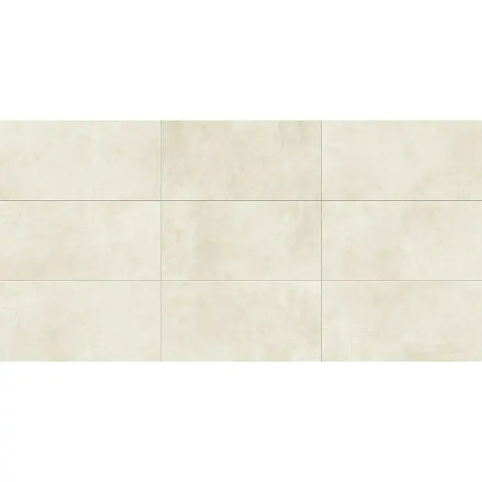Atlas Concorde Solution Feinsteinzeugfliese Kaleidos White - 60 x 120 cm, Weiß, Matt - Neun quadratische, cremefarbene Feinsteinzeugfliesen mit einer subtilen Marmorierung, perfekt für moderne Innenräume.