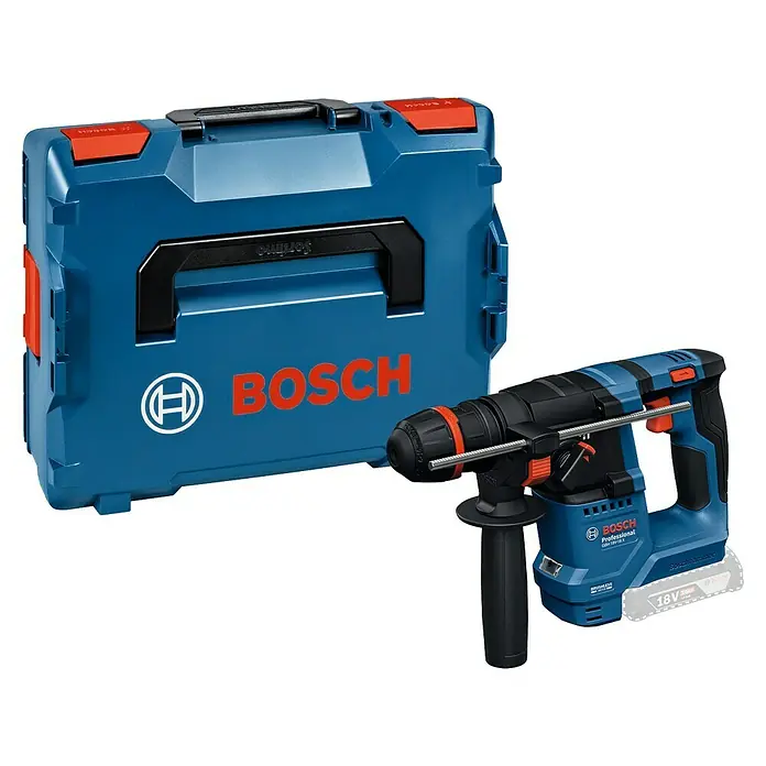 Bosch Professional AMPShare 18V Akku-Bohrhammer GBH 18V-18 X - 18 V, Ohne Akku, 1,5 J - BOSCH GBH 18V-26 Professional Akku-Bohrhammer mit blauem Werkzeugkoffer. Ideal für Profis, die Leistung und Komfort suchen.