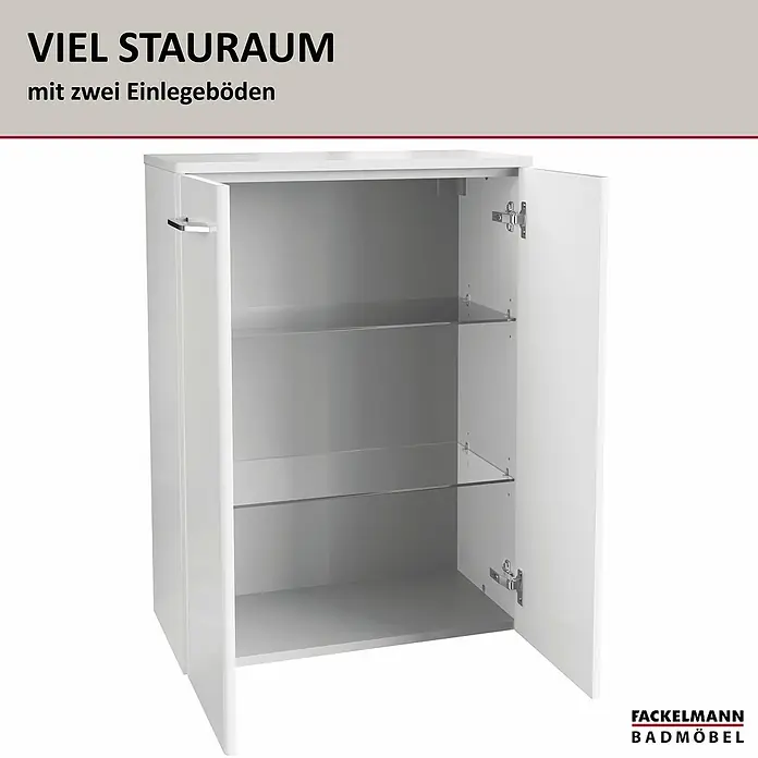 Fackelmann Milano Bad-Hängeschrank - B x T x H: 602 x 320 x 826 mm, Weiß - Badezimmerschrank mit viel Stauraum und zwei Einlegeböden für mehr Ordnung und Übersicht im Bad.