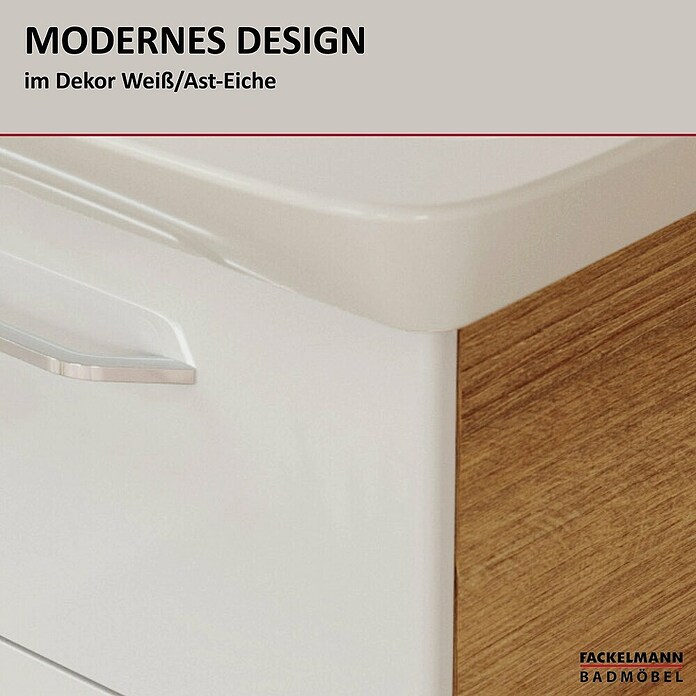 Fackelmann Milano Waschbeckenunterschrank (B x T x H: 1 000 x 476 x 492 mm, Ast Eiche/Weiß) | BAUHAUS